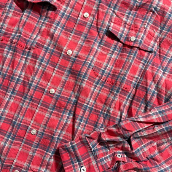 Untuckit salmon and blue plaid button down shirt - Picture 3 of 3